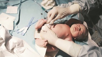 Baby in doctor's office for medical checkup