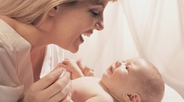 Couple in living room with baby