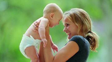 Couple in living room with baby